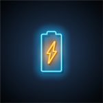 Neon,Battery,Icon.,Vector,Illustration.